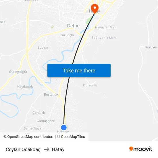 Ceylan Ocakbaşı to Hatay map