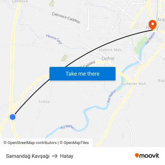 Samandağ Kavşağı to Hatay map