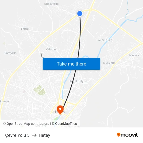 Çevre Yolu 5 to Hatay map