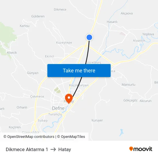 Dikmece Aktarma 1 to Hatay map