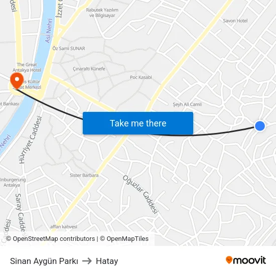 Sinan Aygün Parkı to Hatay map