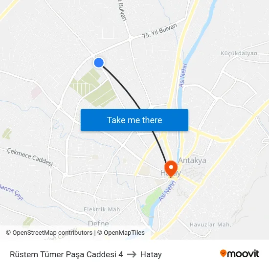 Rüstem Tümer Paşa Caddesi 4 to Hatay map
