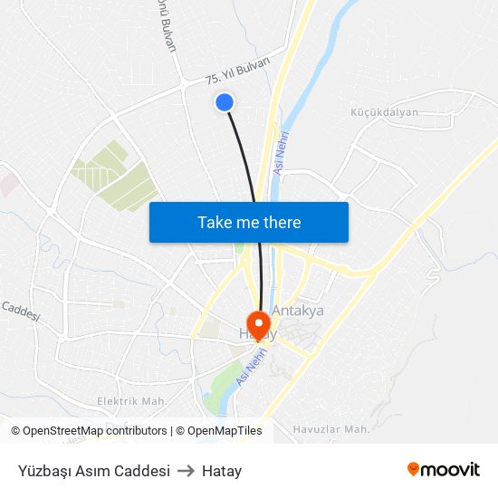 Yüzbaşı Asım Caddesi to Hatay map