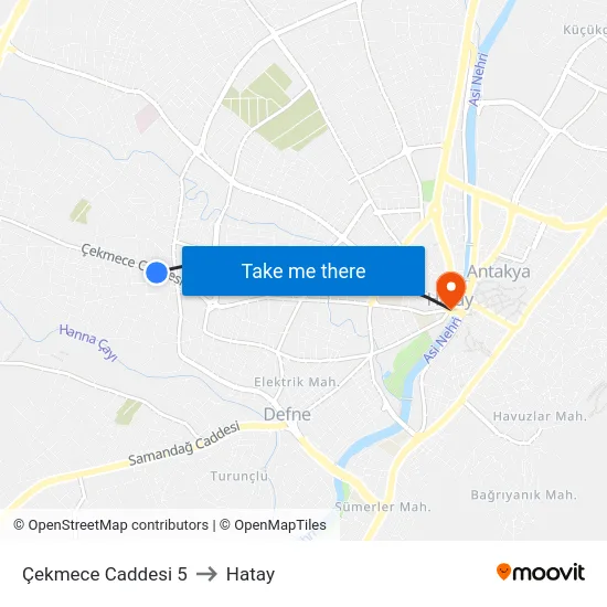 Çekmece Caddesi 5 to Hatay map