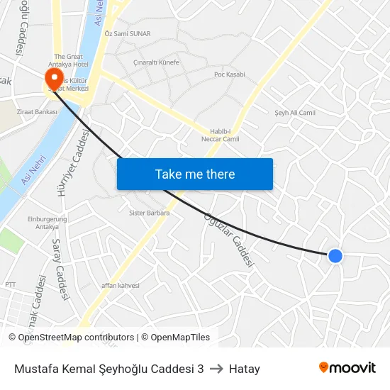Mustafa Kemal Şeyhoğlu Caddesi 3 to Hatay map