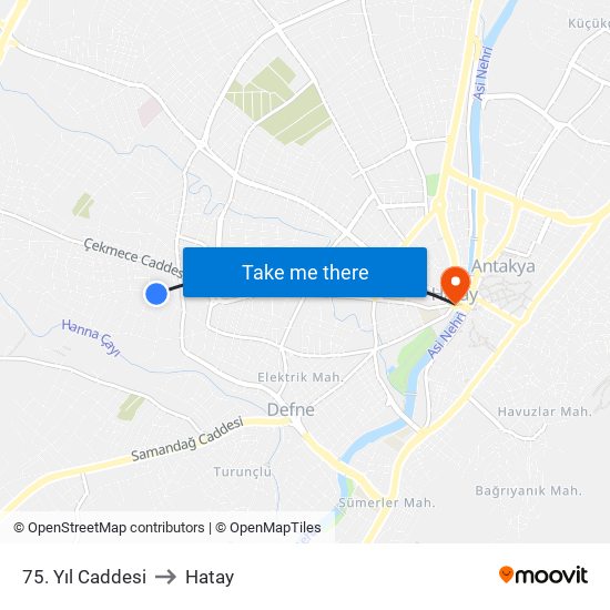 75. Yıl Caddesi to Hatay map