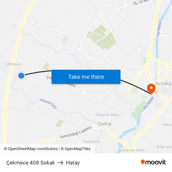 Çekmece 408 Sokak to Hatay map