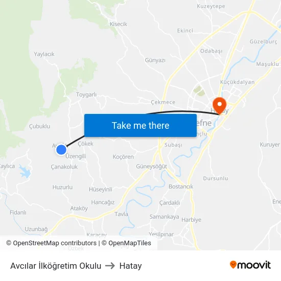 Avcılar İlköğretim Okulu to Hatay map