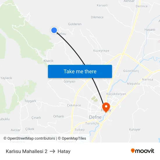 Karlısu Mahallesi 2 to Hatay map