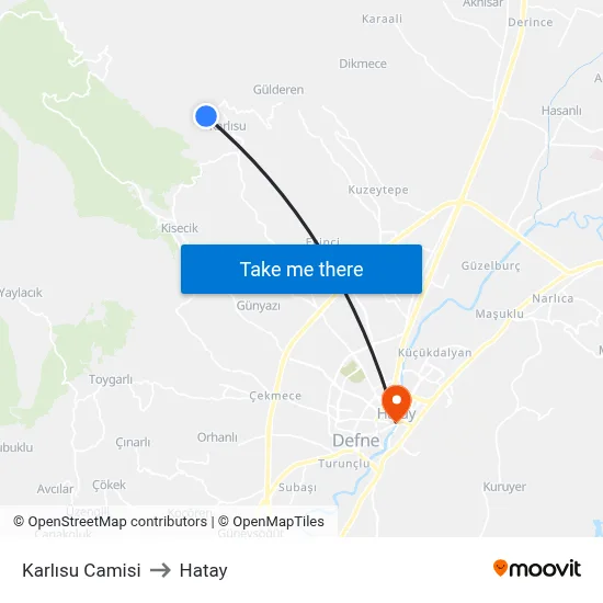 Karlısu Camisi to Hatay map