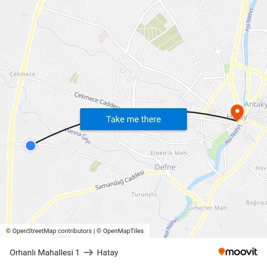 Orhanlı Mahallesi 1 to Hatay map