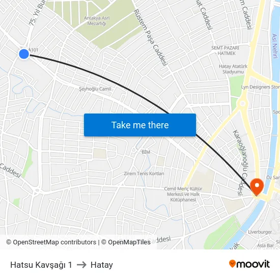 Hatsu Kavşağı 1 to Hatay map