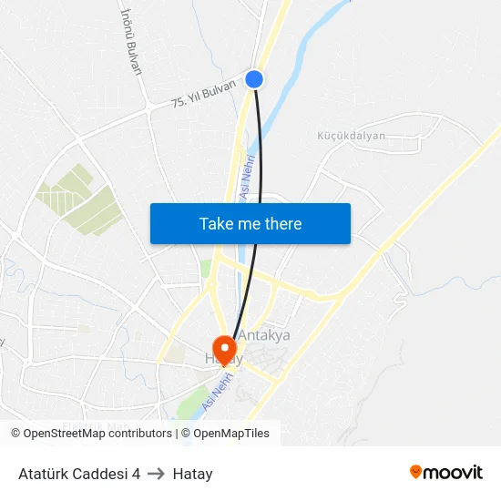 Atatürk Caddesi 4 to Hatay map