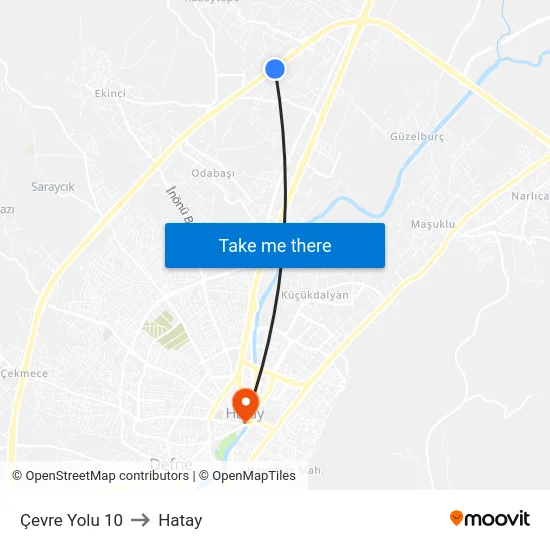 Çevre Yolu 10 to Hatay map