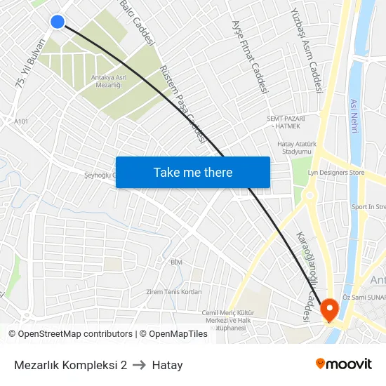 Mezarlık Kompleksi 2 to Hatay map