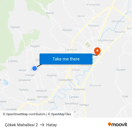 Çökek Mahallesi 2 to Hatay map