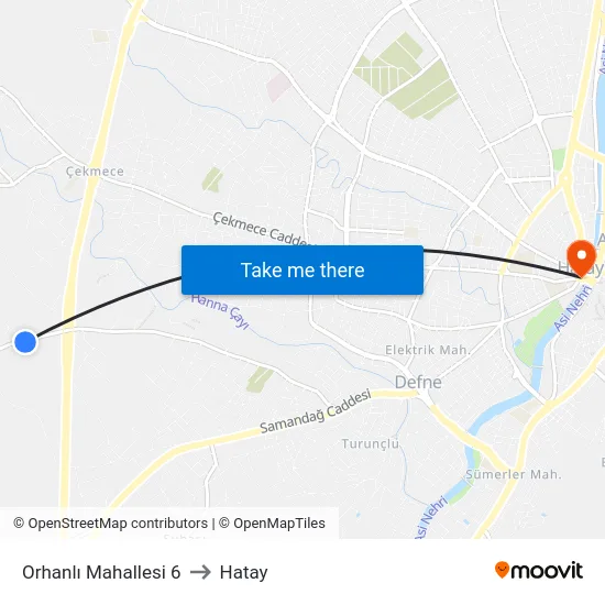 Orhanlı Mahallesi 6 to Hatay map
