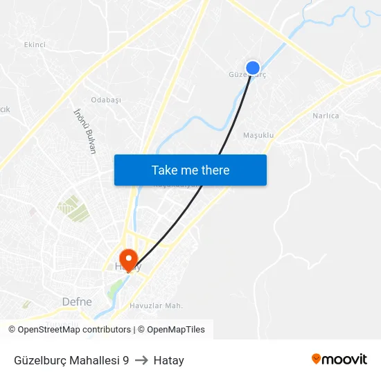 Güzelburç Mahallesi 9 to Hatay map