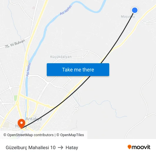 Güzelburç Mahallesi 10 to Hatay map