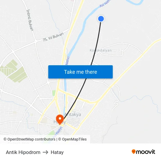 Antik Hipodrom to Hatay map