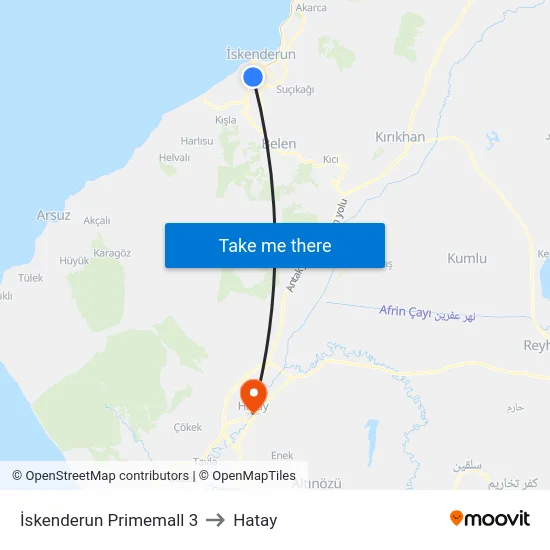 İskenderun Primemall 3 to Hatay map