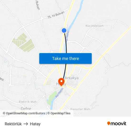 Rektörlük to Hatay map