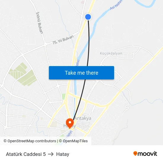 Atatürk Caddesi 5 to Hatay map