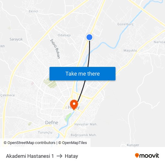Akademi Hastanesi 1 to Hatay map