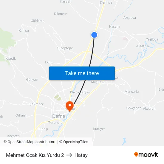 Mehmet Ocak Kız Yurdu 2 to Hatay map