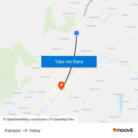 Kampüs to Hatay map