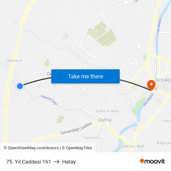 75. Yıl Caddesi 161 to Hatay map