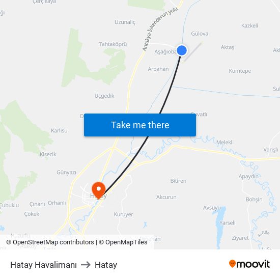 Hatay Havalimanı to Hatay map