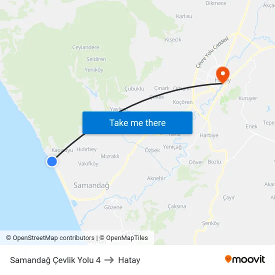 Samandağ Çevlik Yolu 4 to Hatay map