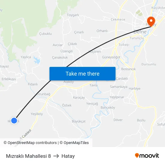 Mızraklı Mahallesi 8 to Hatay map