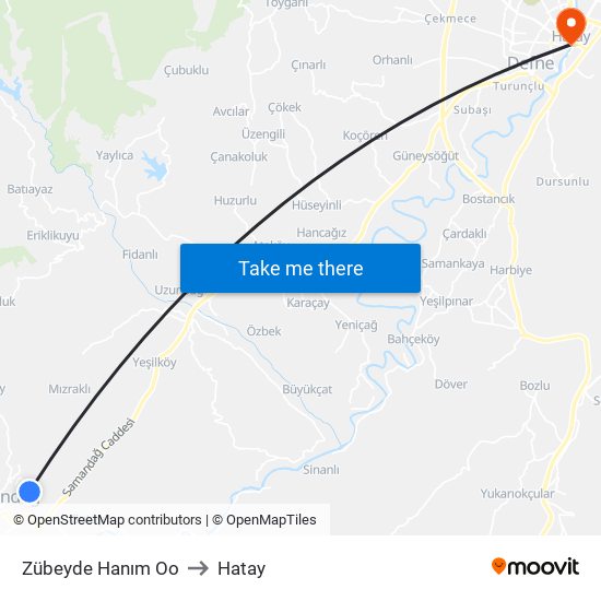 Zübeyde Hanım Oo to Hatay map