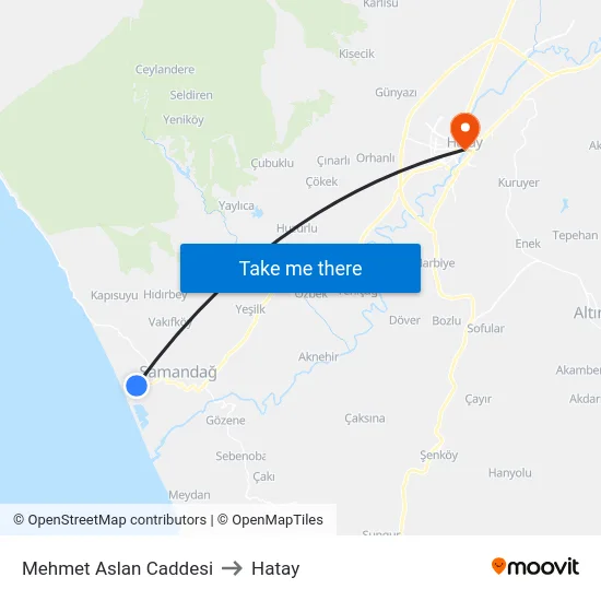 Mehmet Aslan Caddesi to Hatay map