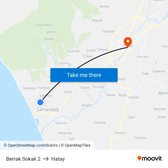 Berrak Sokak 2 to Hatay map