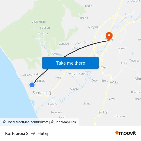 Kurtderesi 2 to Hatay map