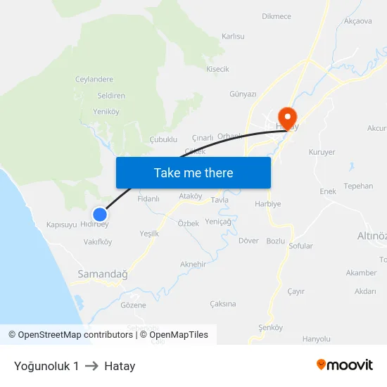 Yoğunoluk 1 to Hatay map