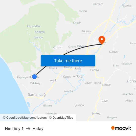 Hıdırbey 1 to Hatay map