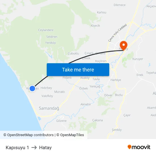 Kapısuyu 1 to Hatay map