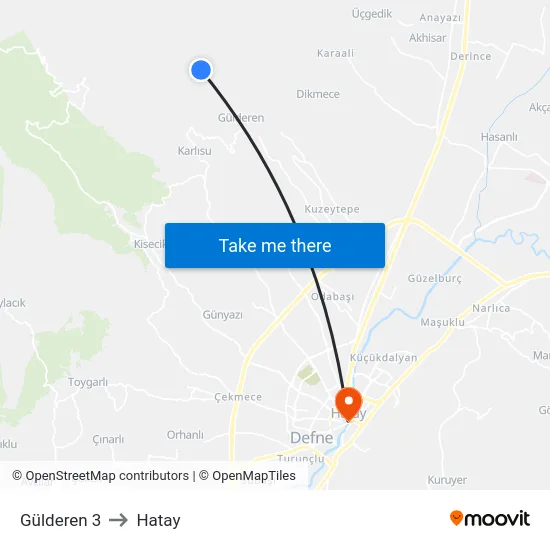 Gülderen 3 to Hatay map