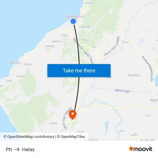 Ptt to Hatay map
