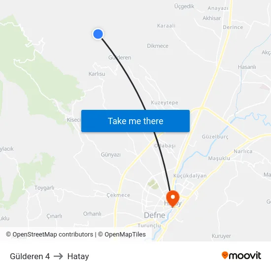 Gülderen 4 to Hatay map