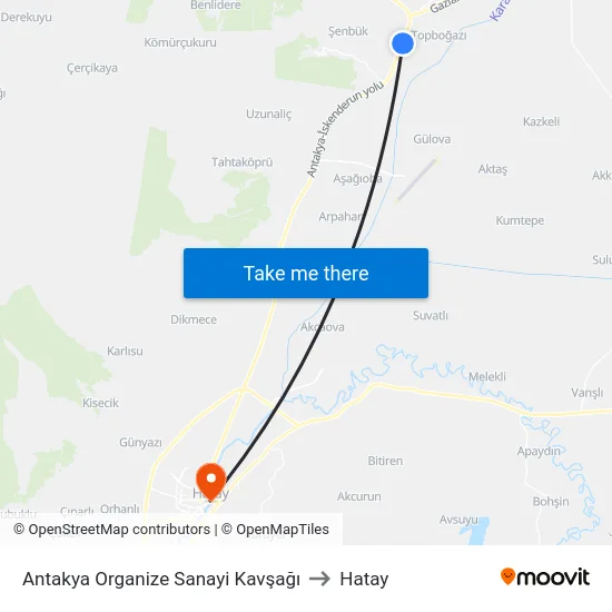 Antakya Organize Sanayi Kavşağı to Hatay map