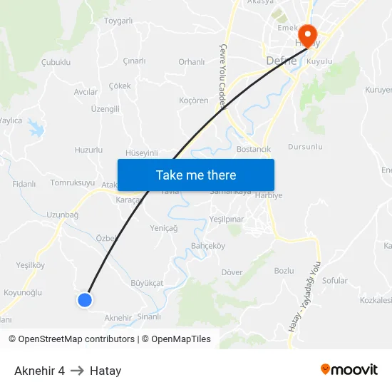 Aknehir 4 to Hatay map
