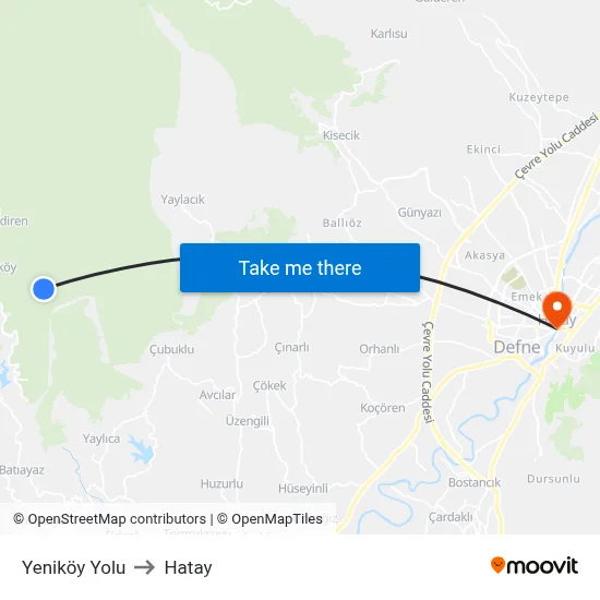 Yeniköy Yolu to Hatay map
