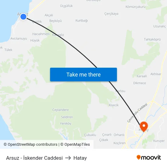 Arsuz - İskender Caddesi to Hatay map