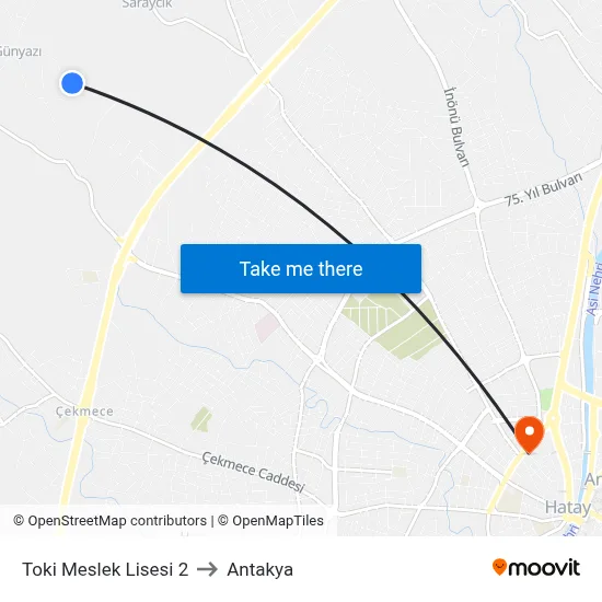 Toki Meslek Lisesi 2 to Antakya map