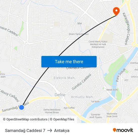 Samandağ Caddesi 7 to Antakya map